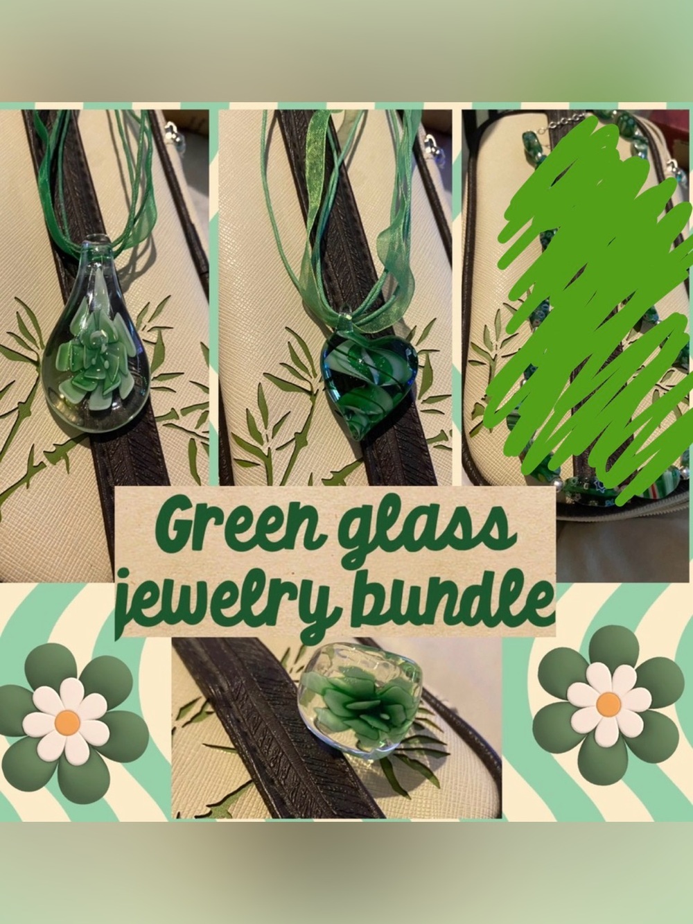 Green Glass Jewelry Bundle
